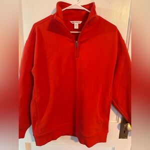 Athleta Red Forever Fleece 1/4 Zip Sweatshirt